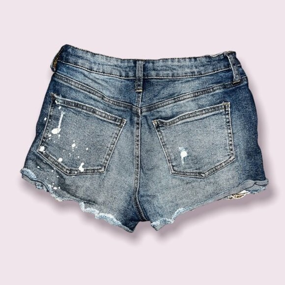 NOBO High Rise Jean Shorts Distressed Stretchy Boho High Waisted Womens Size 27 - Picture 2 of 6